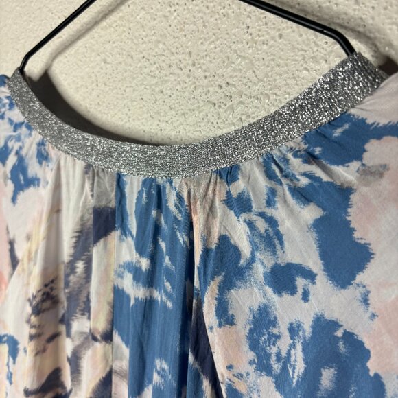 Juicy Couture Women's Sz L Oversized V-neck Flowy Cap Sleeve Blouse, Top - Picture 5 of 6